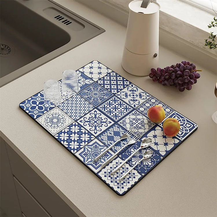 Magnifique tapis de cuisine super absorbant, égouttoir à vaisselle, séchage rapide pour tasses à café, tapis de drainage, sous-verre pour vaisselle, tant d’utilisations possibles. La livraison est offerte !