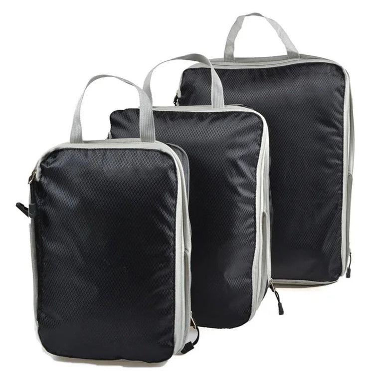 Lot de 3 magnifiques sacs d'emballage de compression, sacs de voyage, bagages à main, imperméables et indéchirables. Qualité Premium. La livraison est offerte !