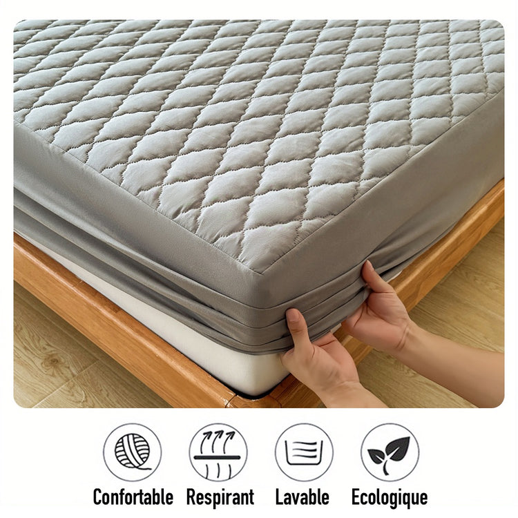 Protège matelas Premium, 100% imperméable en coton respirant, haut de gamme, avec 4 coins élastiques, durable, anti-poussière, structure en 4 couches, prolonge la durée de vie de votre matelas. La livraison prioritaire est offerte !