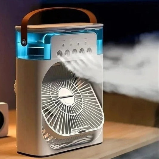 Ventilateur-climatiseur d'air frais, compact, silencieux, 3 vitesses, 3 minuteries, 3 bruines fraîches, 7 couleurs – Idéal près du lit, coin lecture, espace de travail, cuisine, bureau, terrasse, etc. La livraison prioritaire est offerte !