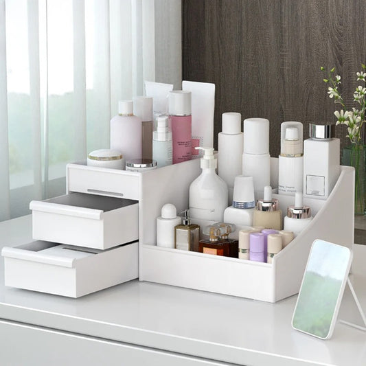 Ingénieuse boîte de rangement pour produits de beauté, organisateur de cosmétiques, grande capacité de rangement, pour un espace organisé, propre et agréable. La livraison est offerte !