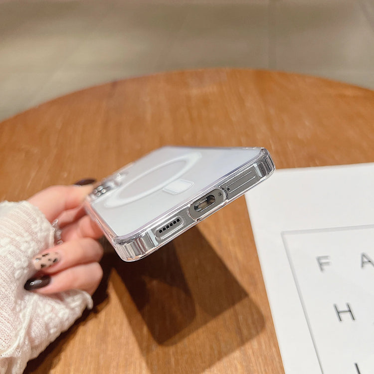 Coque transparente magnétique antichoc pour Samsung Galaxy – Compatible MagSafe, ultra fine, souple et résistante avec découpes précises. Livraison prioritaire offerte !