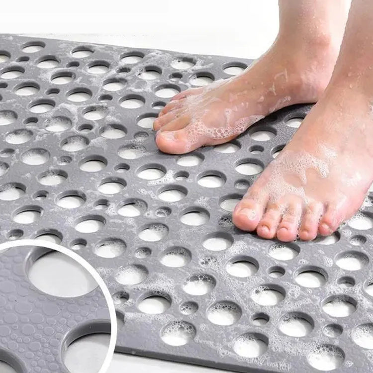 Tapis antidérapant pour la baignoire avec ventouses, hautement sécuritaire, pour une expérience de douche sûre et confortable. 75x43cm, gris. Produit Premium. La livraison est offerte !