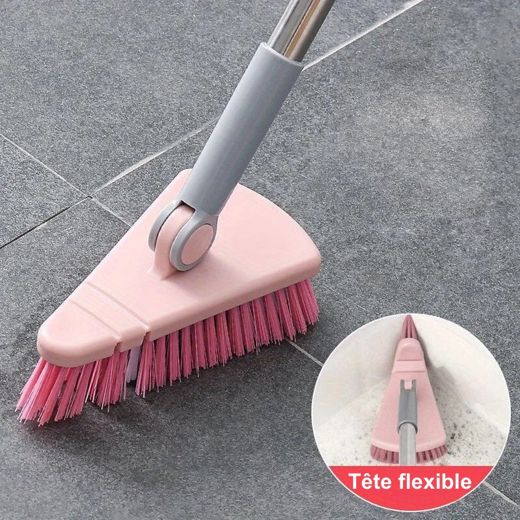 Brosse de nettoyage pour salle de bain et douche avec long manche de 95cm, tête flexible, 180°,  idéale pour les sols, murs et autres surfaces, agréable à manipuler, parfaite pour tous vos besoins en nettoyage. La livraison prioritaire est offerte !