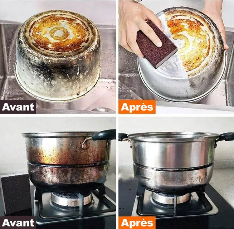 Lot de 6 éponges en pierre pour nettoyer sans produits chimiques les marmites, la vaisselle, les surfaces de cuisine, et les taches tenaces dans la salle de bains. Produit essentiel. La livraison est offerte !