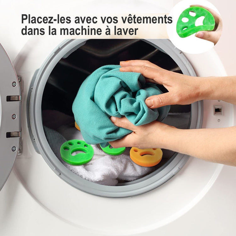 Petites pattes, réutilisables et économiques. La meilleure solution pour éliminer les poils d'animaux et les mouchoirs en papier oubliés dans la machine à laver. La livraison est offerte!